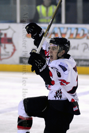 Tom Duggan celebrates his and Phoenix's first goal of the night