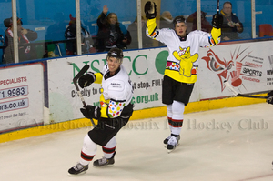 Joachim Flaten and Michal Psurny celebrate the first goal
