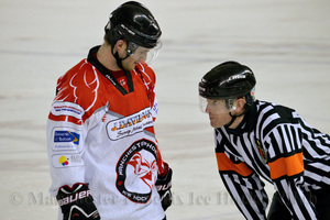Luke Boothroyd discussing the finer points of officiating
