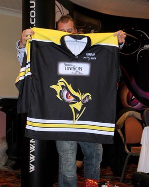 Neil Morris with the alternative 2010-2011 Cup Shirt