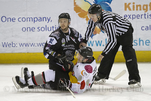 James Archer and Lloyd Gibson untangle after a weird collision