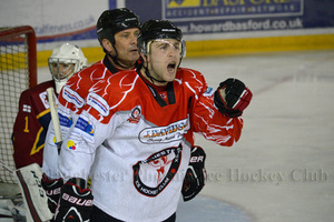 Tony Hand and James Archer after the third goal was scored